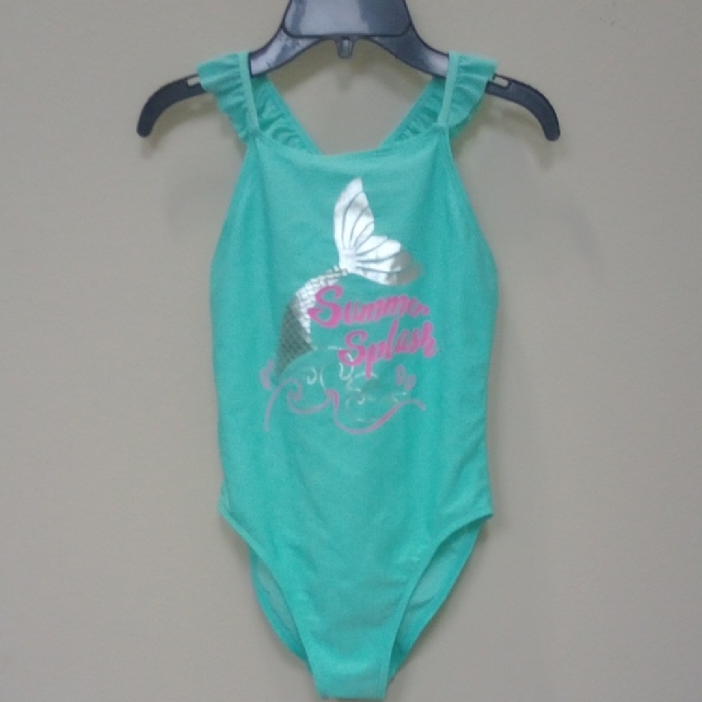 George Kids Swim One Piece in Aqua and Silver